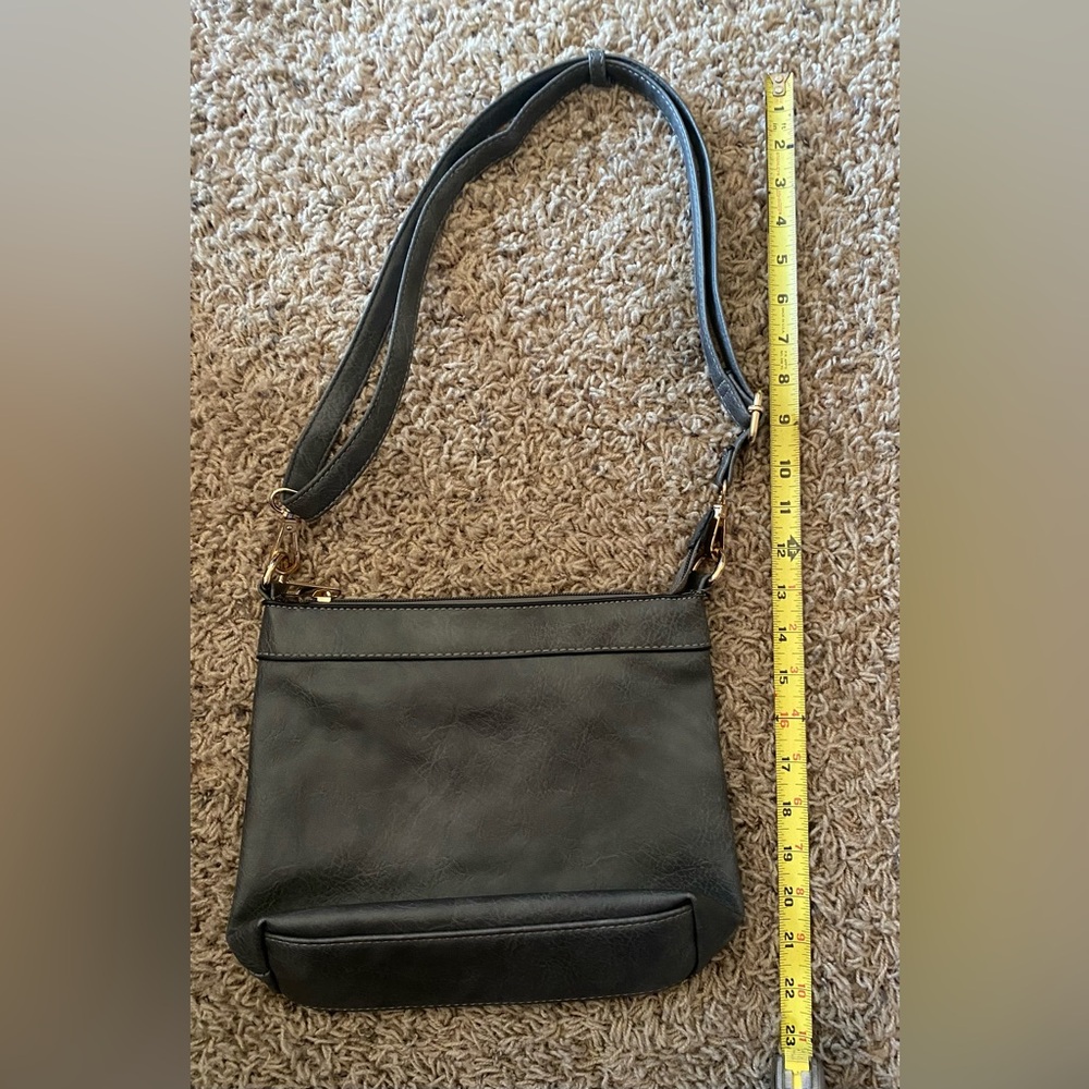 Soft Elegant Gray Shoulder Bag With Adjustable Strap